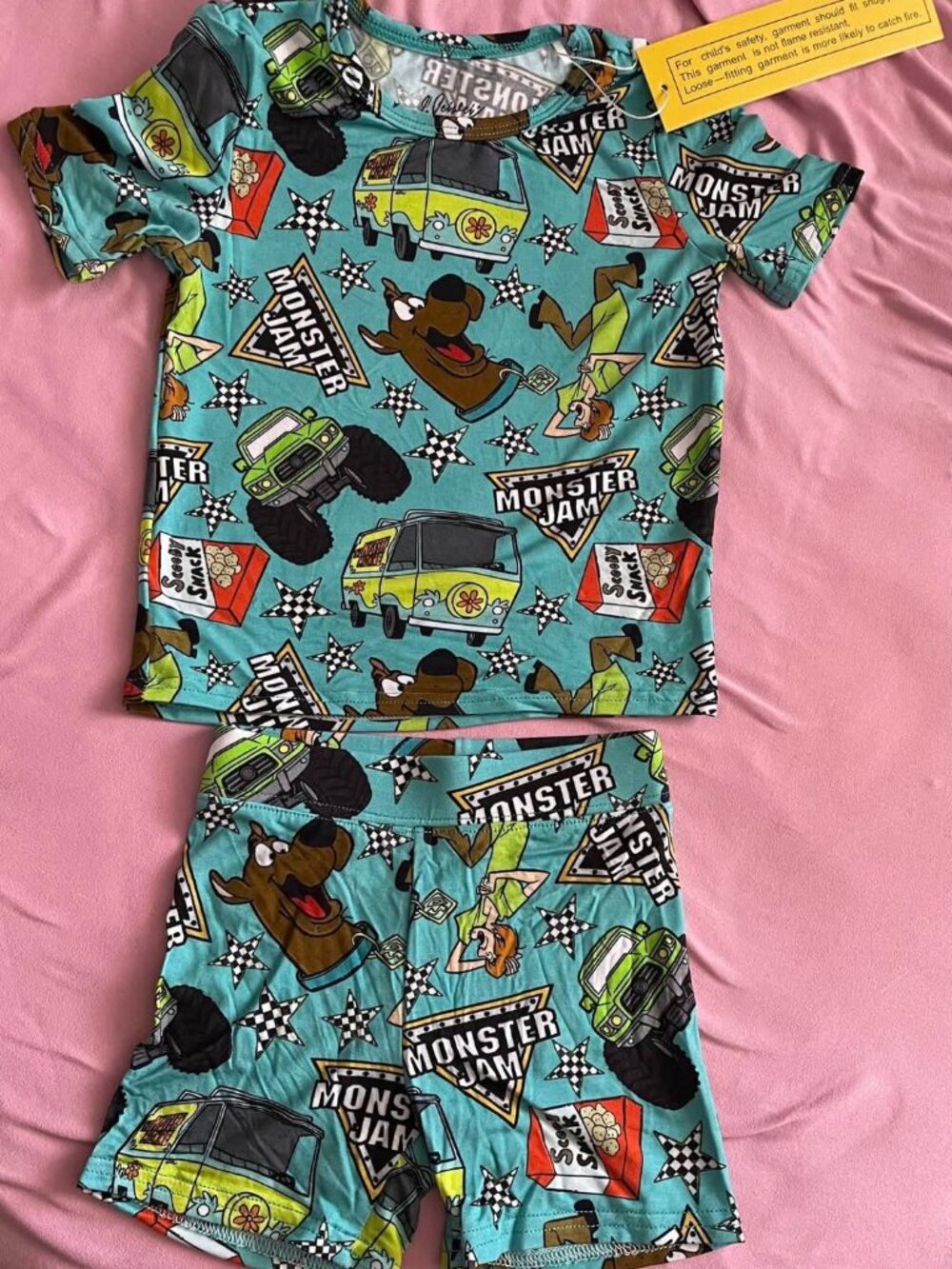 Scooby do/monster truck bamboo short set